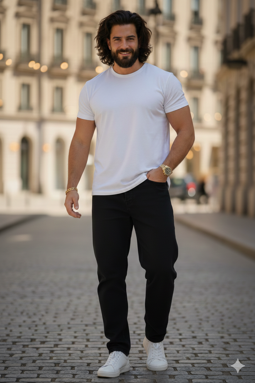 Men Relaxed Fit High-Rise Stretchable Black Jeans