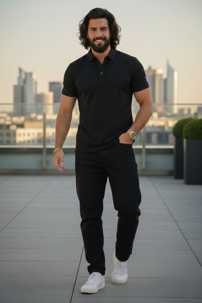 Elegant - Mens Polo shirt Black