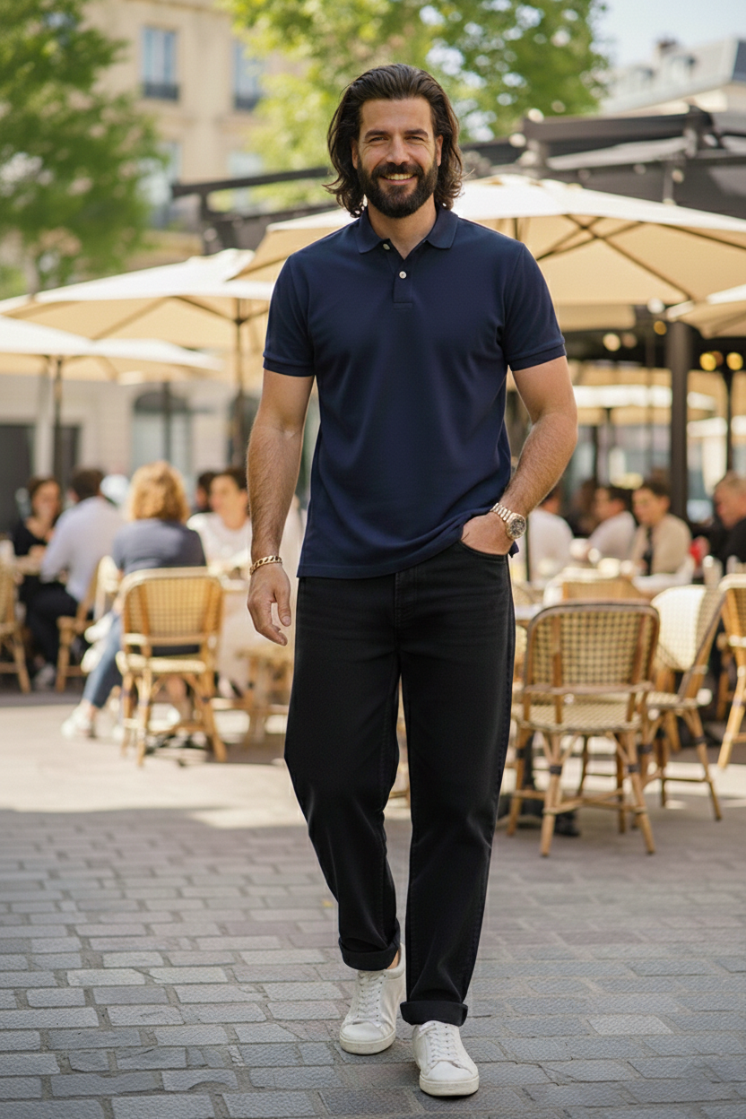 Elegant - Mens Polo Shirt Blue