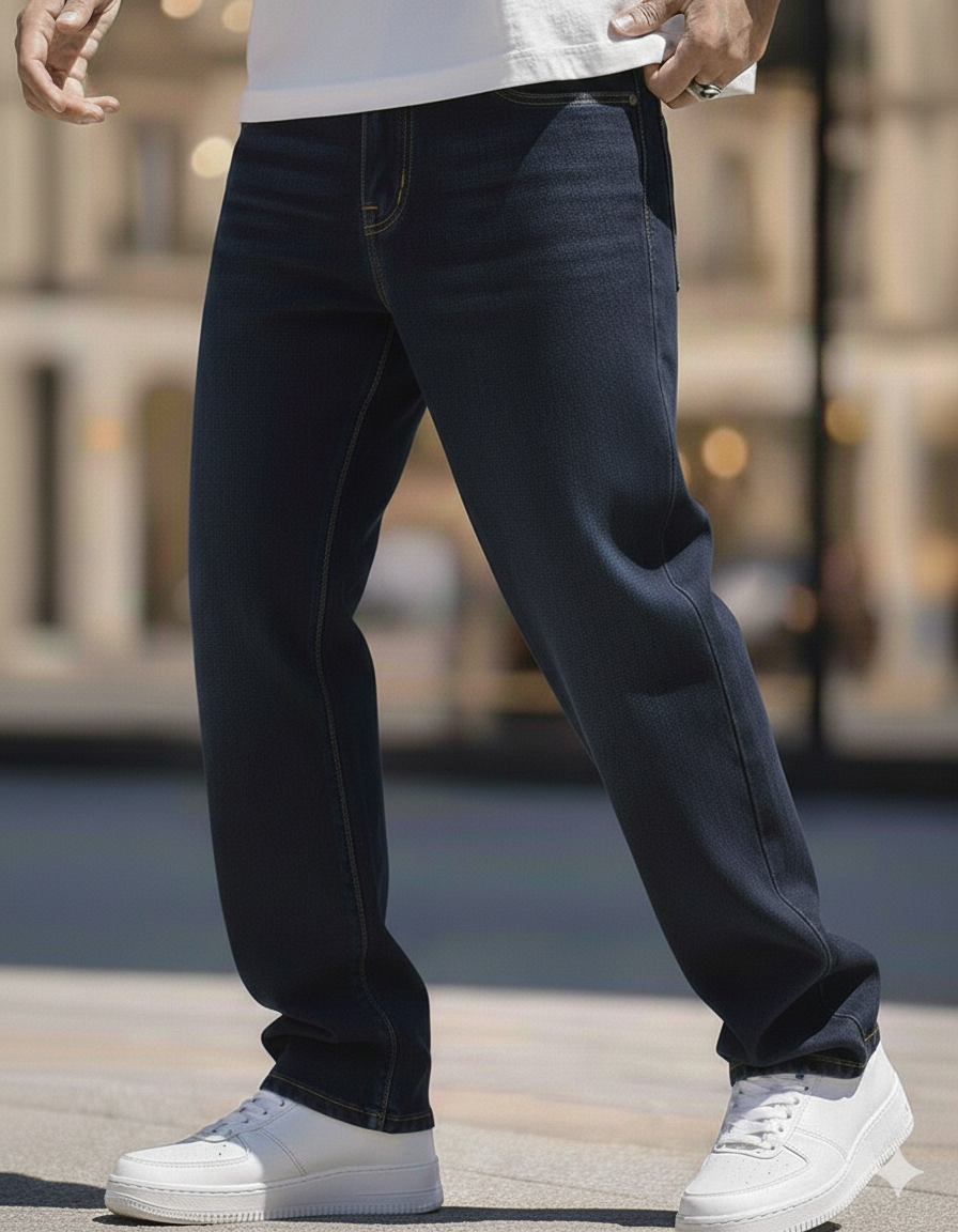 Men Relaxed Fit High-Rise Stretchable Blue Jeans