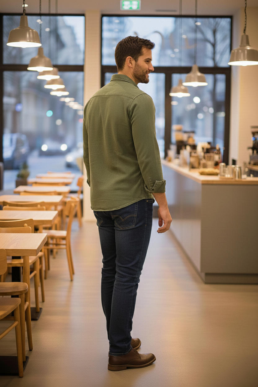 Elegant - Mens Regular Fit Mid-Rise Light Faded Stretchable Jeans Blue