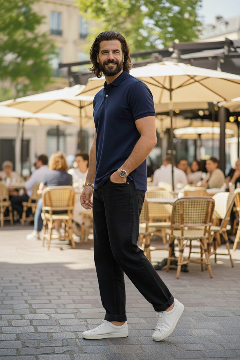 Elegant - Mens Polo Shirt Blue