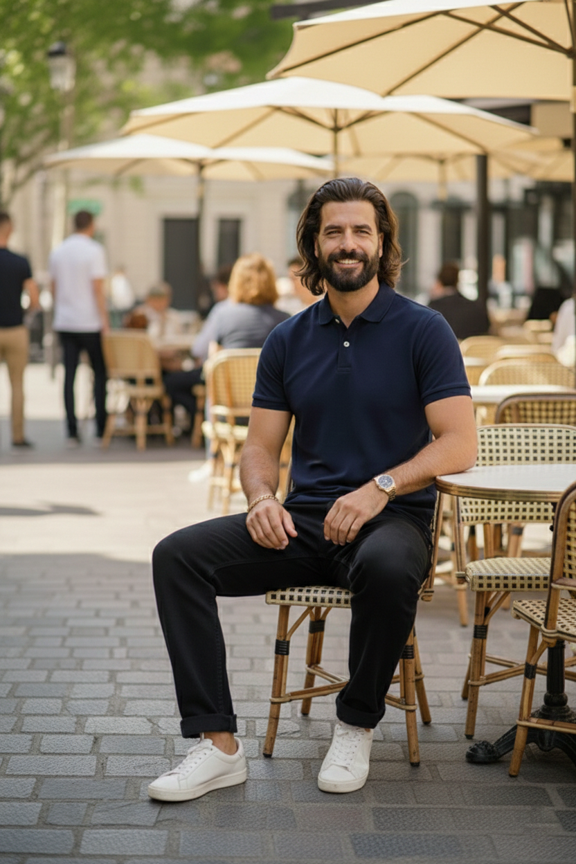 Elegant - Mens Polo Shirt Blue