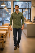 Elegant - Mens Regular Fit Mid-Rise Light Faded Stretchable Jeans Blue