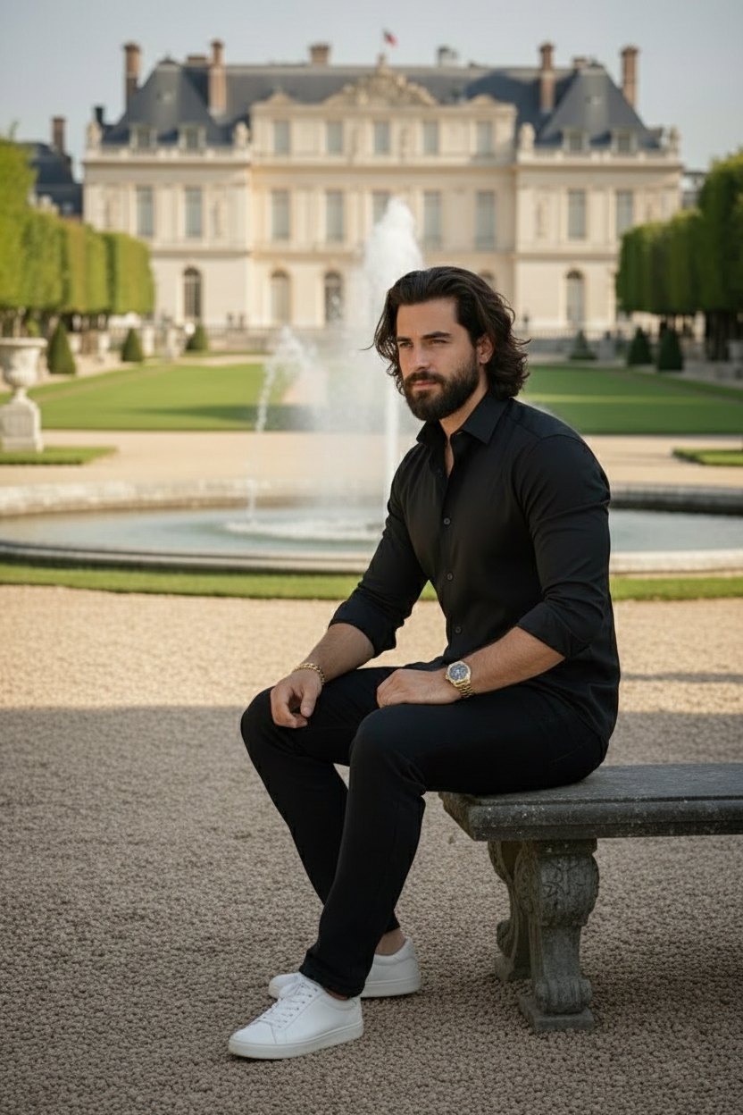 Elegant - Mens Casual Shirt Black