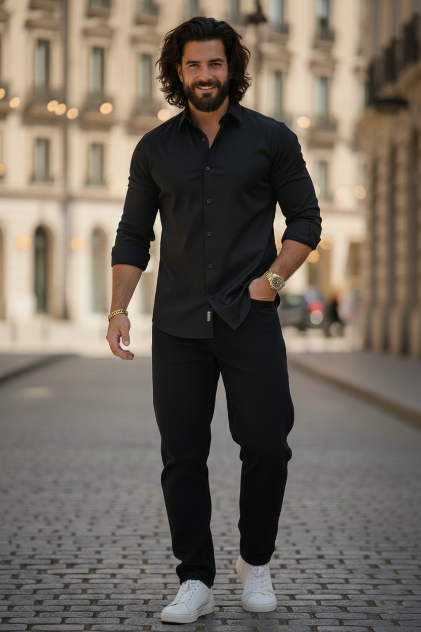 Elegant - Mens Casual Shirt Black