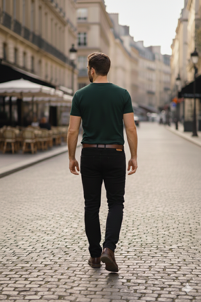 Mens Regular Fit Green Round Neck Cotton T-Shirt