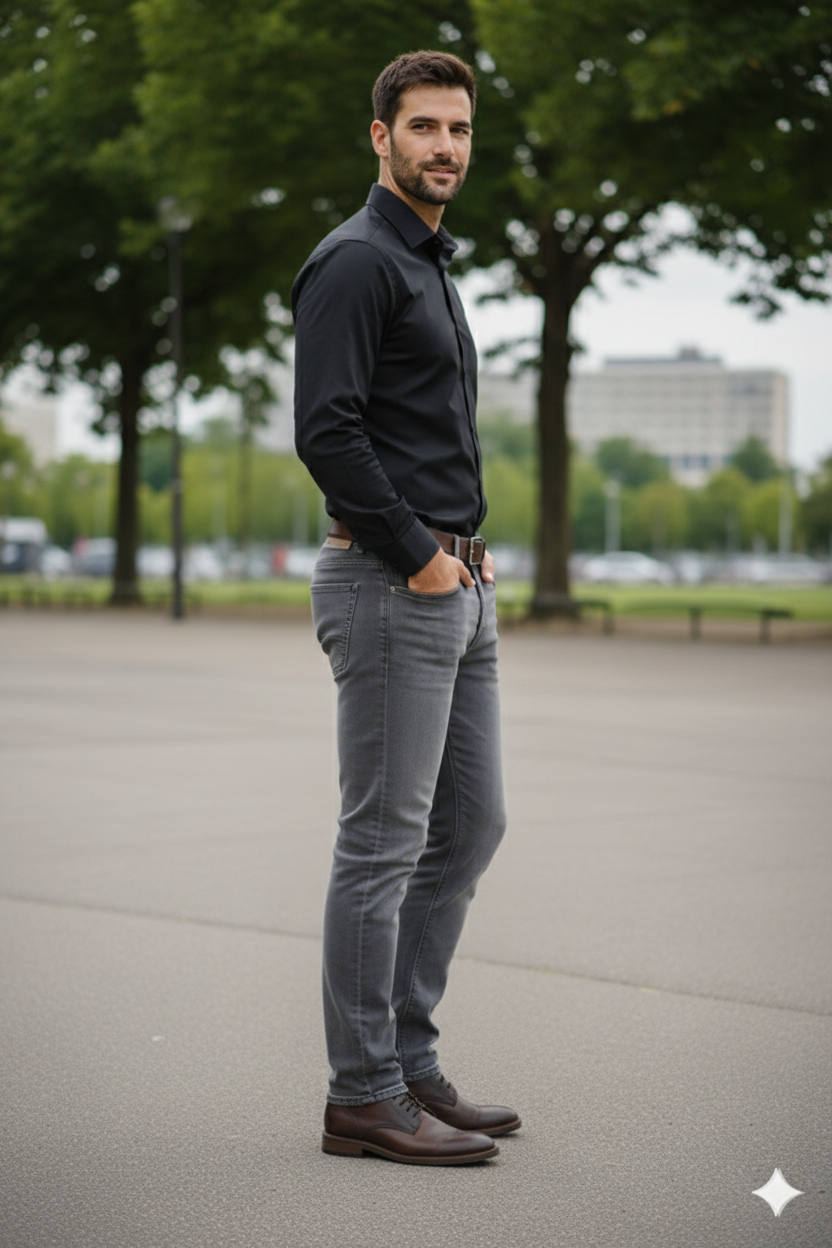 Men Regular Fit Mid-Rise Grey Stretchable Jeans