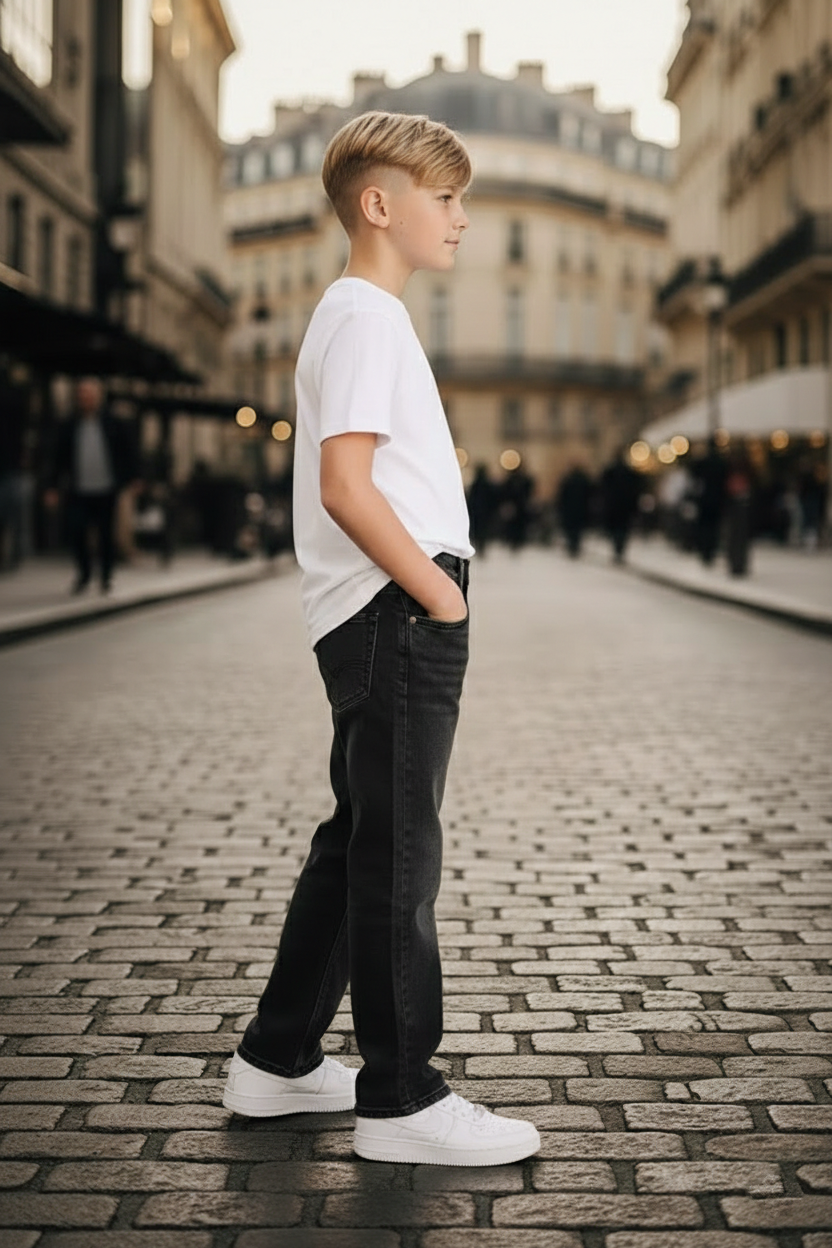 Elegant - Kids Baggy Faded Jeans Black