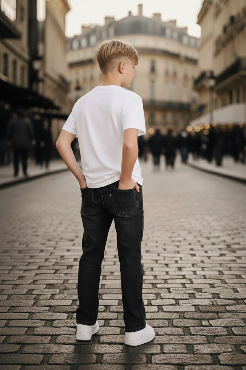 Elegant - Kids Baggy Faded Jeans Black