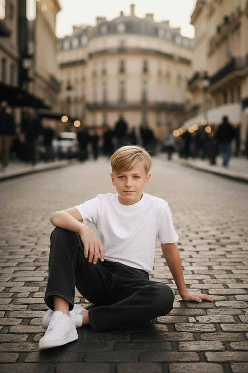 Elegant - Kids Baggy Faded Jeans Black