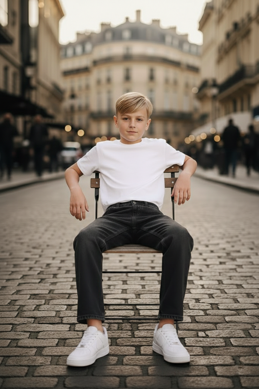 Elegant - Kids Baggy Faded Jeans Black