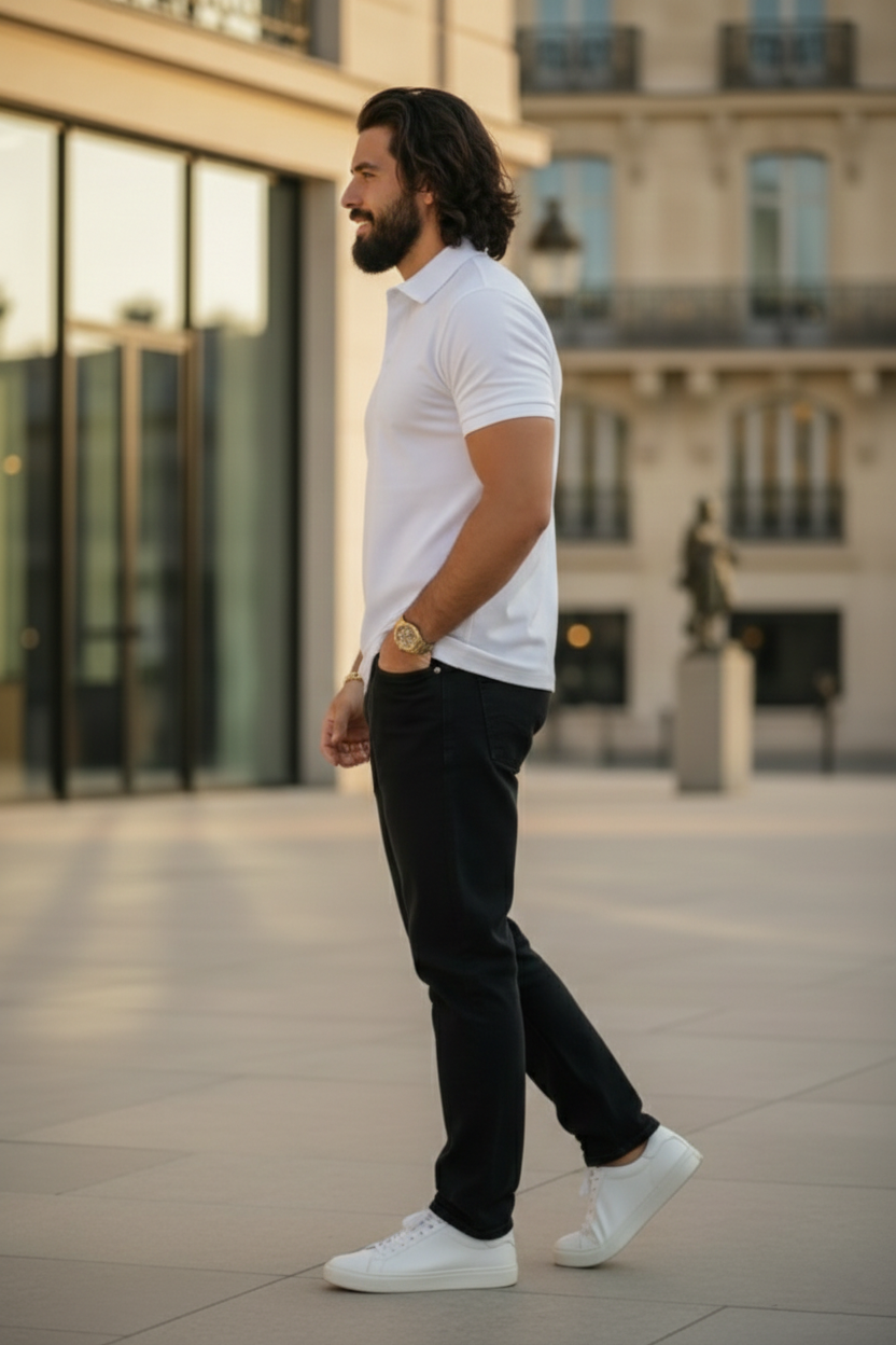 Elegant - Mens Polo Shirt White