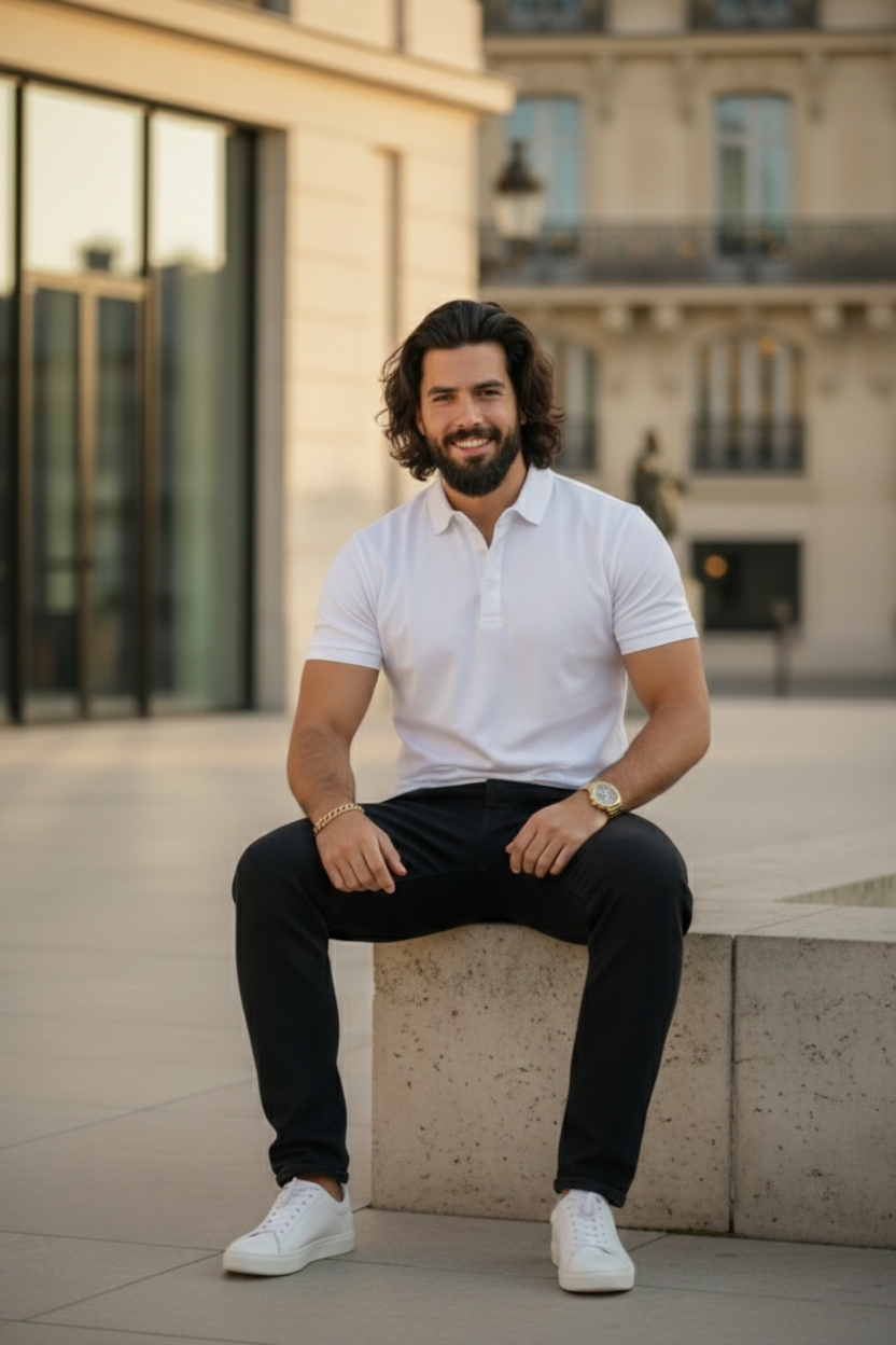 Elegant - Mens Polo Shirt White