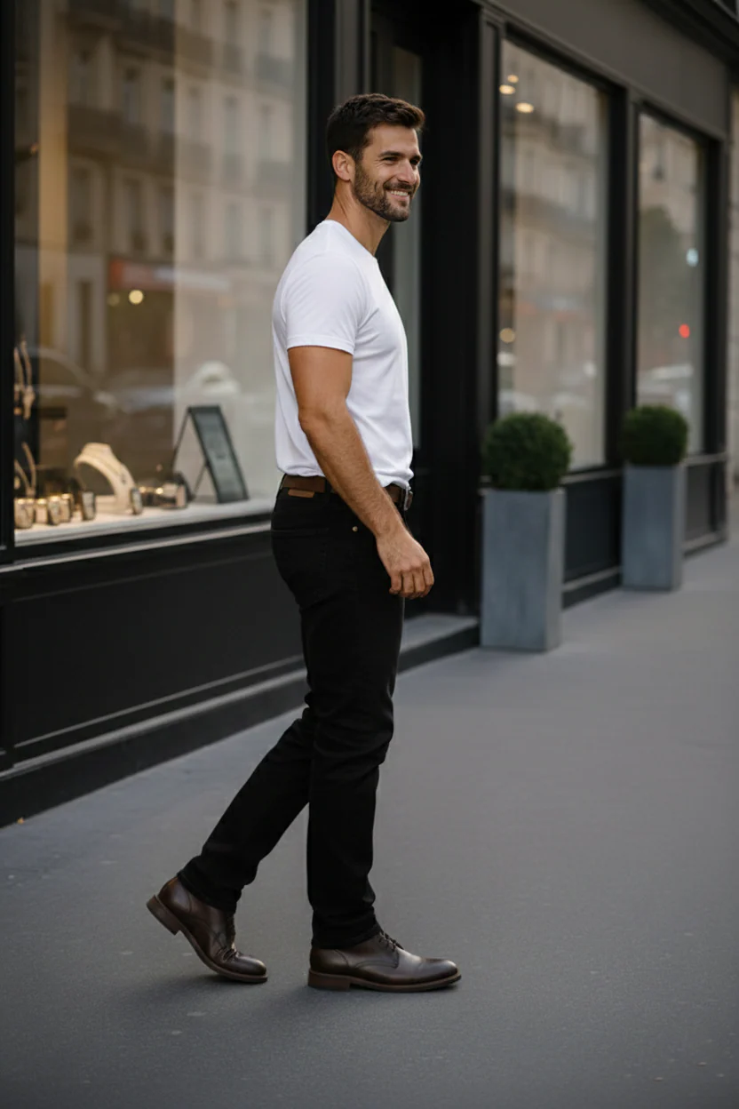 Elegant - Mens Regular Fit Round Neck Cotton T-Shirt White