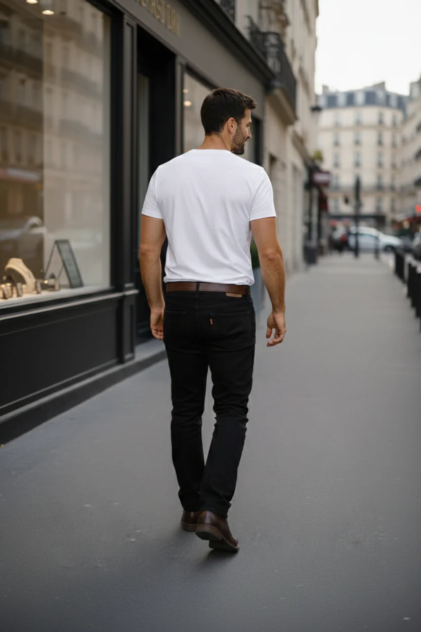 Elegant - Mens Regular Fit Round Neck Cotton T-Shirt White