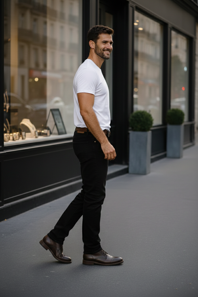 Elegant - Mens Regular Fit Mid-Rise Light Faded Stretchable Jeans Black