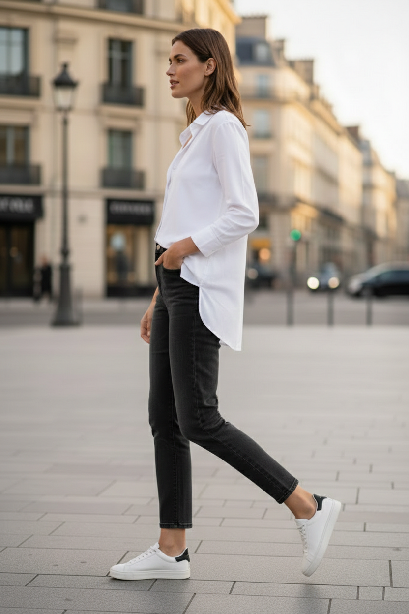 Elegant - Womens Mom Jeans High-Rise Stretchable Black Faded