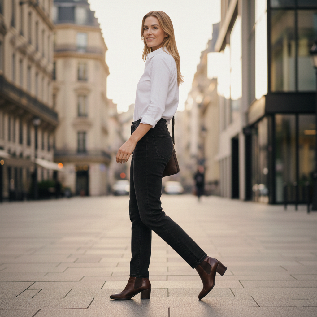 Elegant - Womens Slim Jeans High-Rise Stretchable Black Faded