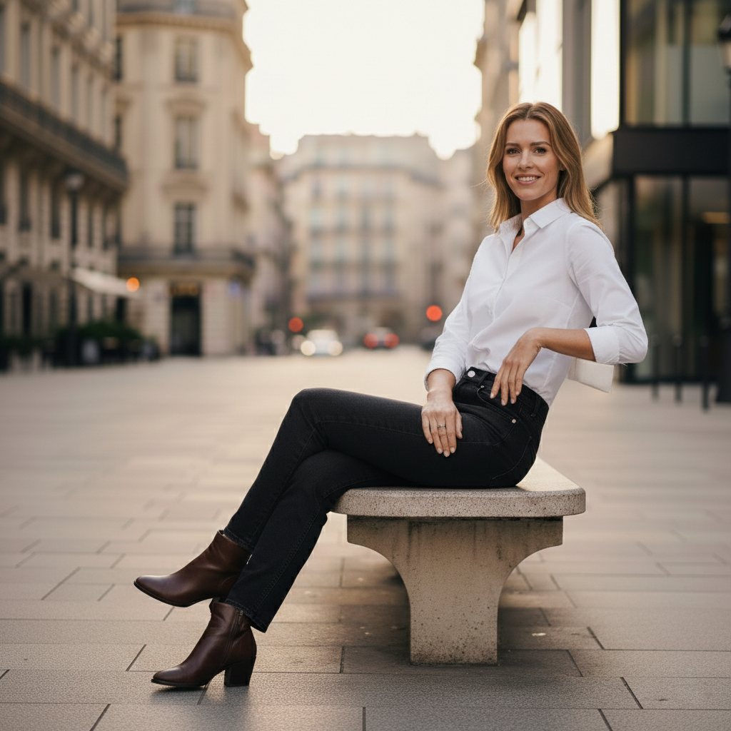 Elegant - Womens Slim Jeans High-Rise Stretchable Black Faded