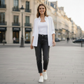 Elegant - Womens Mom Jeans High-Rise Stretchable Black Faded