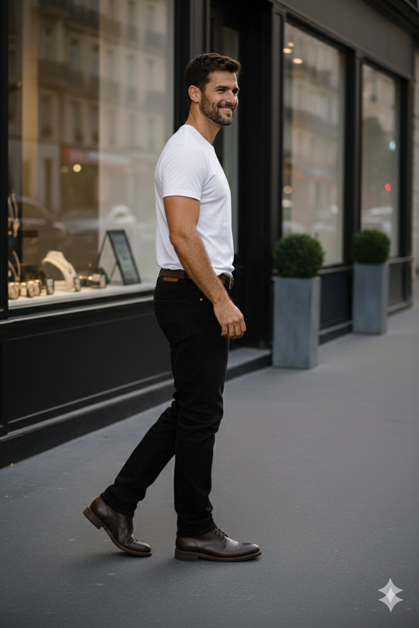 Mens Regular Fit White Round Neck Cotton T-Shirt